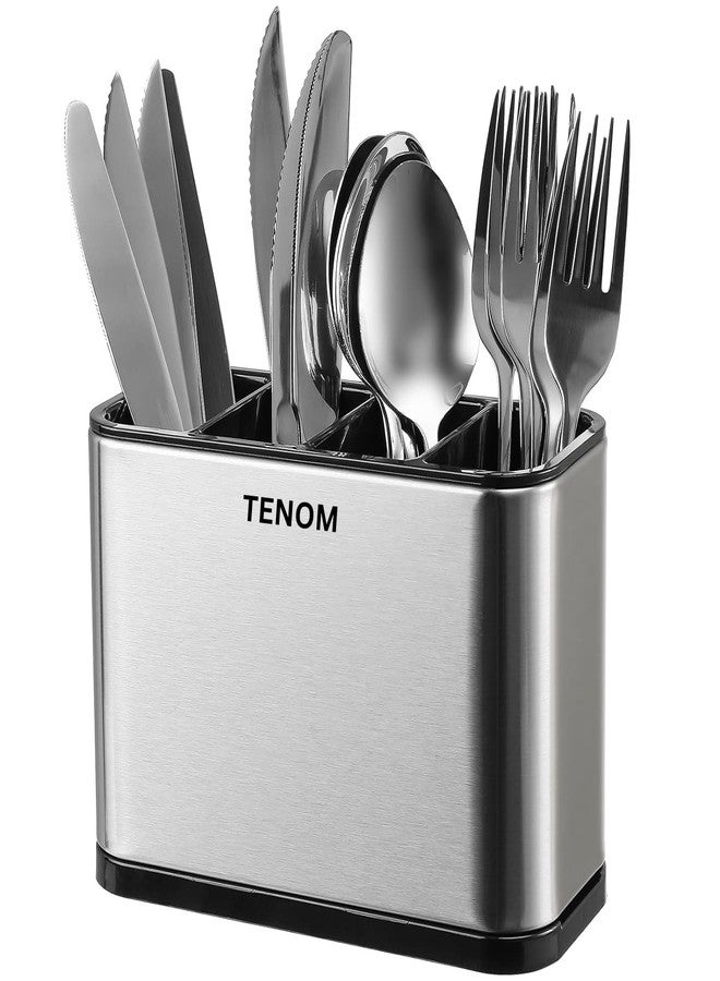TENOM Stainless Steel Spoon Holder For Dining Table, Spoon Stand For Kitchen Steel, Cutlery Stand, Spoon Organiser For Kitchen, Cutlery Holder For Dining Table, Silver - Image 1